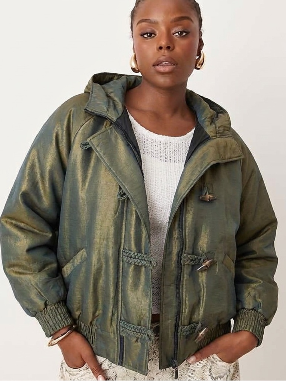 Vintage Carole Little 80s Oversized Hooded Jacket Toggle Coat Avant Garde